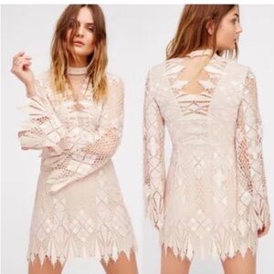 Free People Lace Detail Mini Dress Sz 2